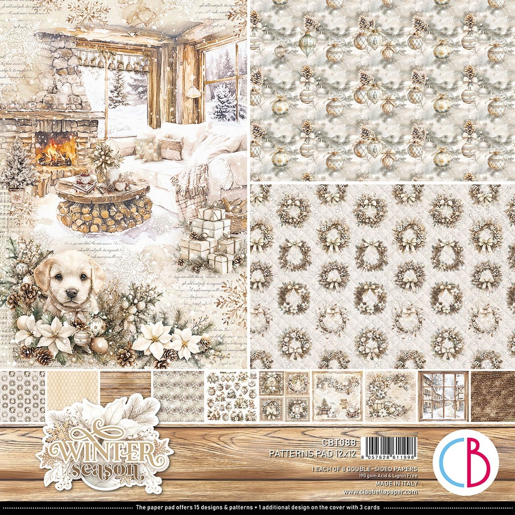 Ciao Bella Winter season Patterns Pad 12"x12" 8/Pkg **DUE 31/07/2025**