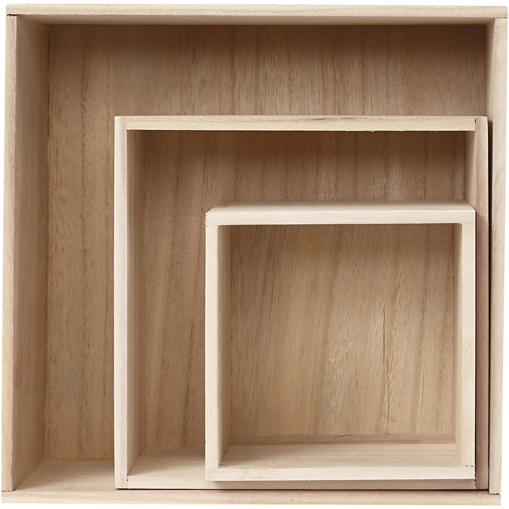 Creativ - Wooden Square Storage Boxes (3pcs)