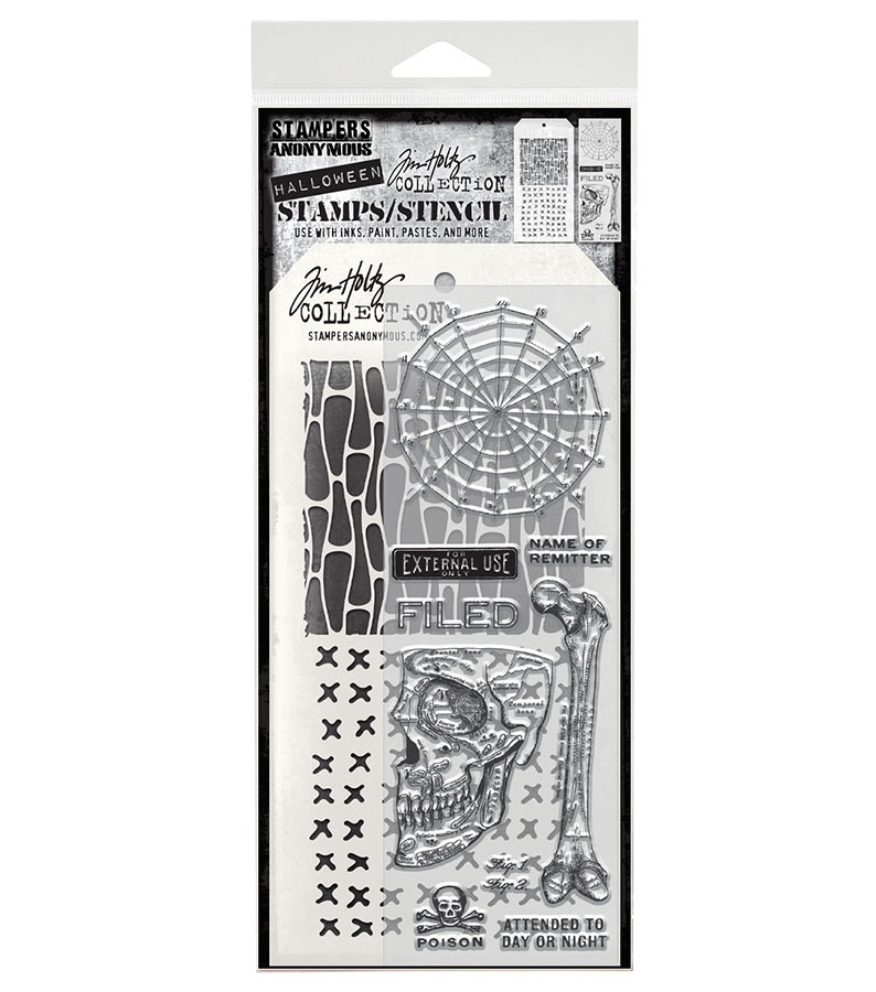 Tim Holtz Mixed-Media Stamps & Stencil Set #97 - Anatomy
