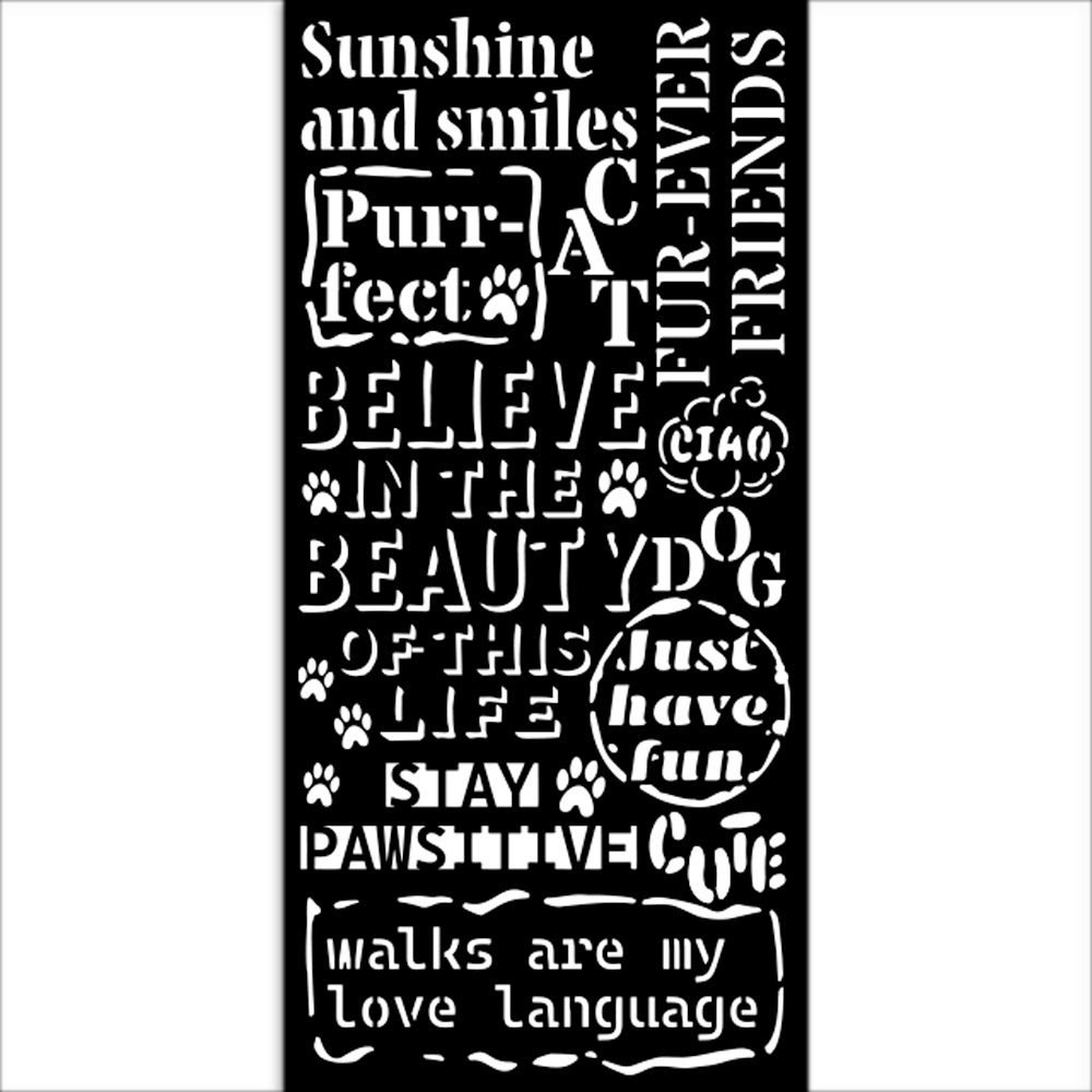 Stamperia - Furry Friends -  Quotes Stencil (12x25cm)