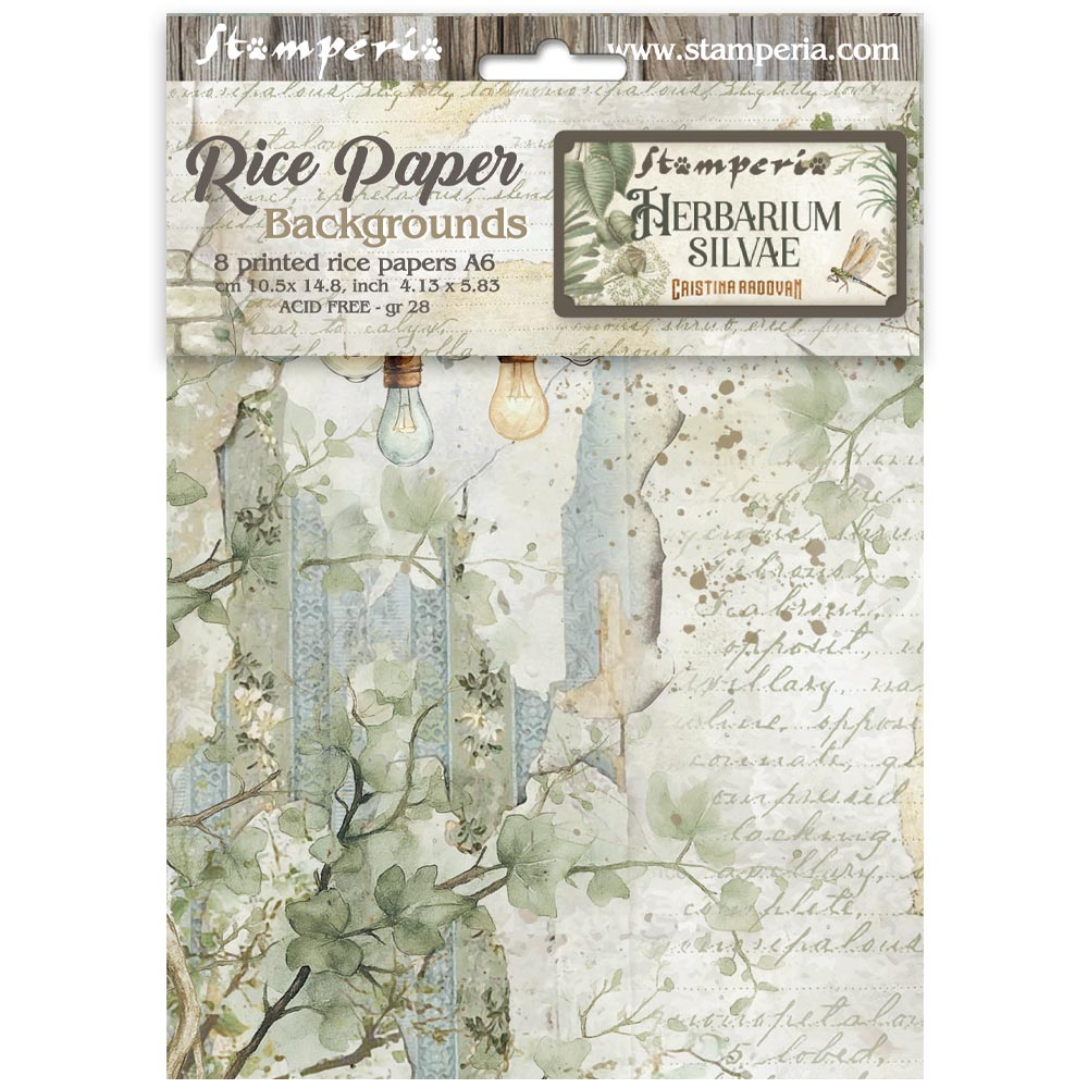Stamperia - Herbarium Silvae - A6 Rice paper Backgrounds Selection 