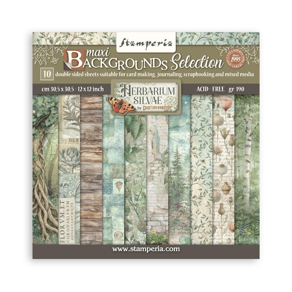Stamperia - Herbarium Silvae - 12"x12" Double Sided Backgrounds Scrapbooking Pad