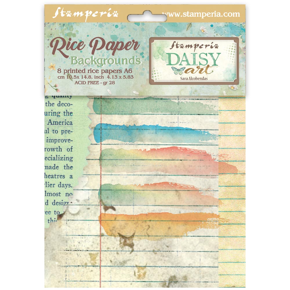 Stamperia - Daisy Art - A6 Rice Paper Backgrounds (8 designs)
