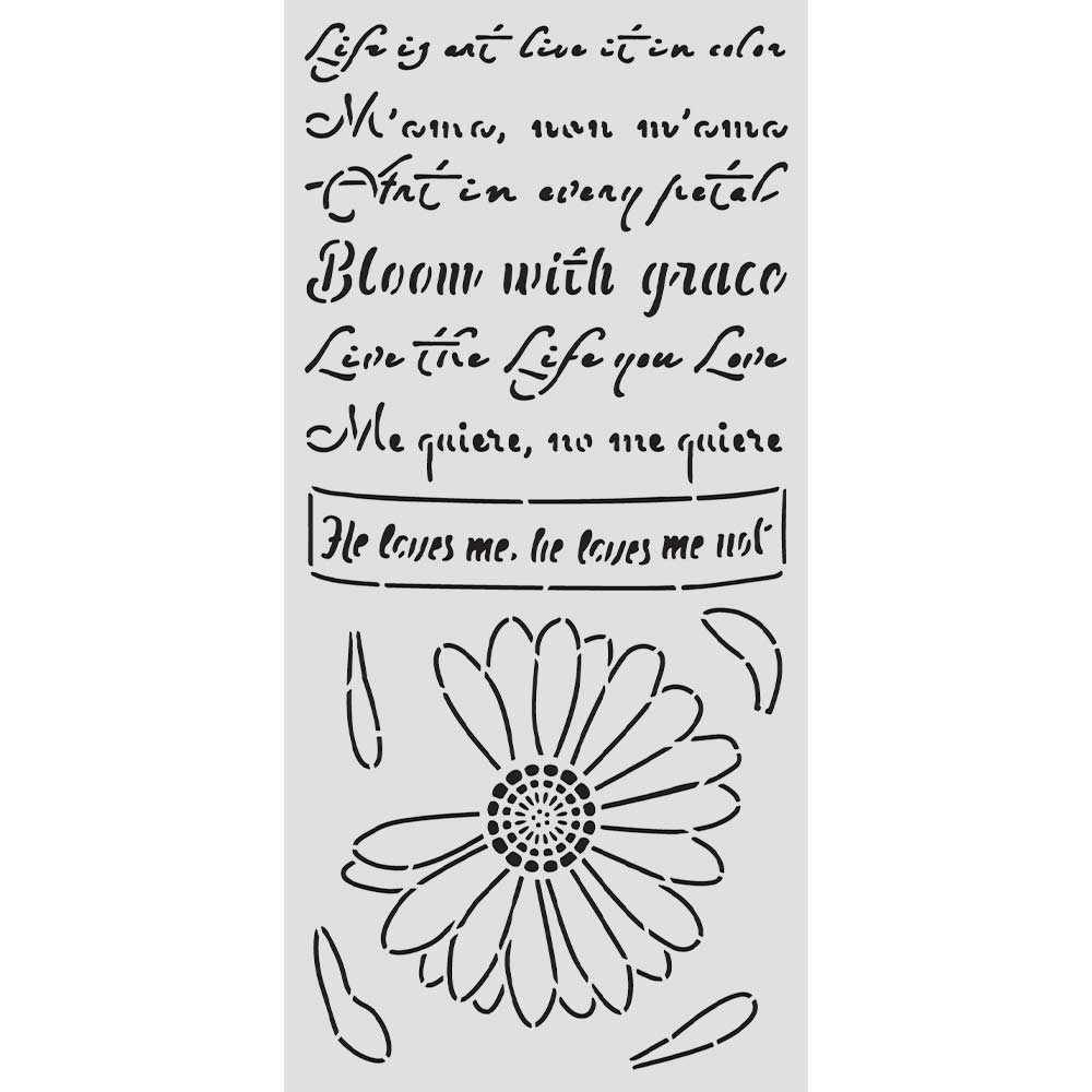 Stamperia - Daisy Art - He Loves Me, He Loves Me Not Stencil (12x25cm)