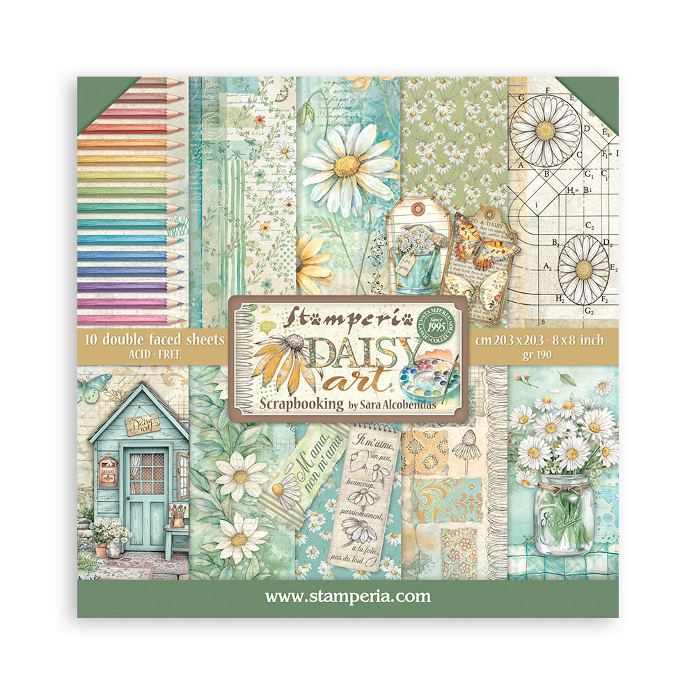 Stamperia - Daisy Art - 8"x8" Double Sided Scrapbooking Pad 
