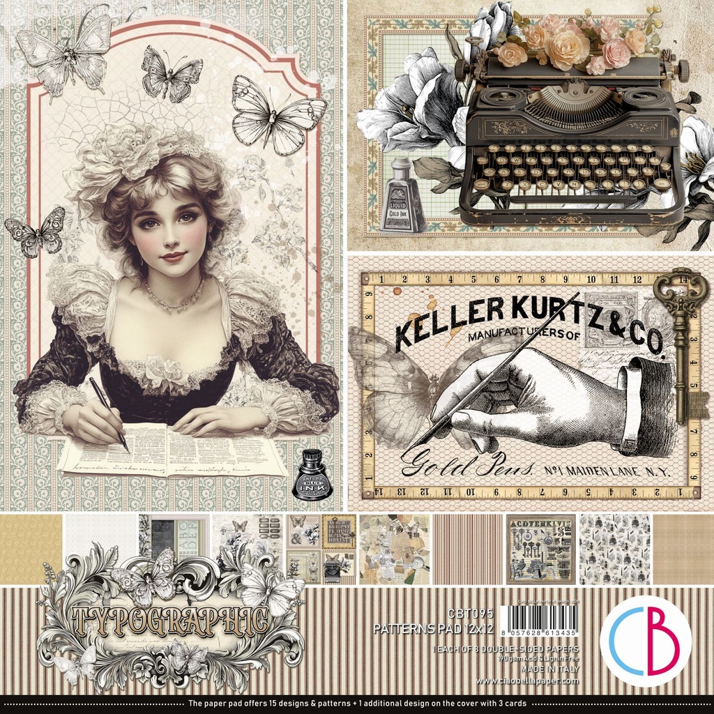  Ciao Bella Paper - Typographic - 12"x12" Patterns Pad 