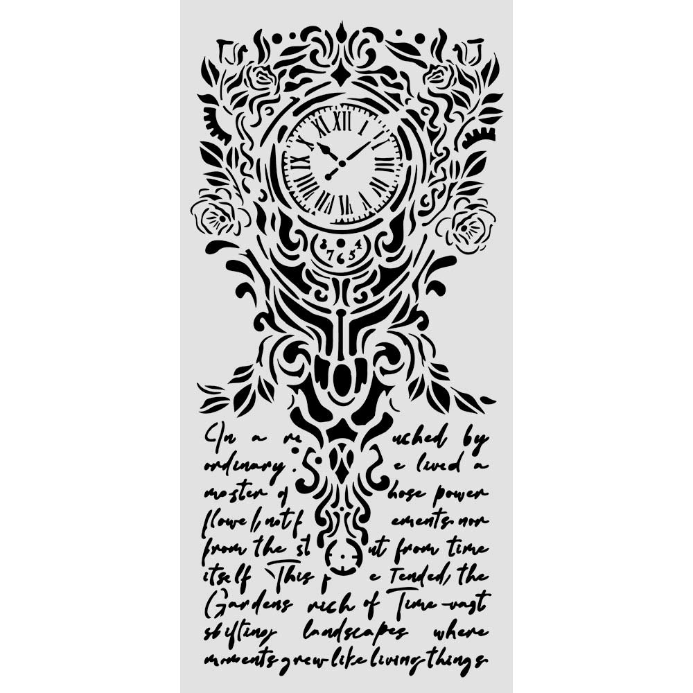 Stamperia - Gardens of Time - Clock and Writing Stencil (12x25cm)