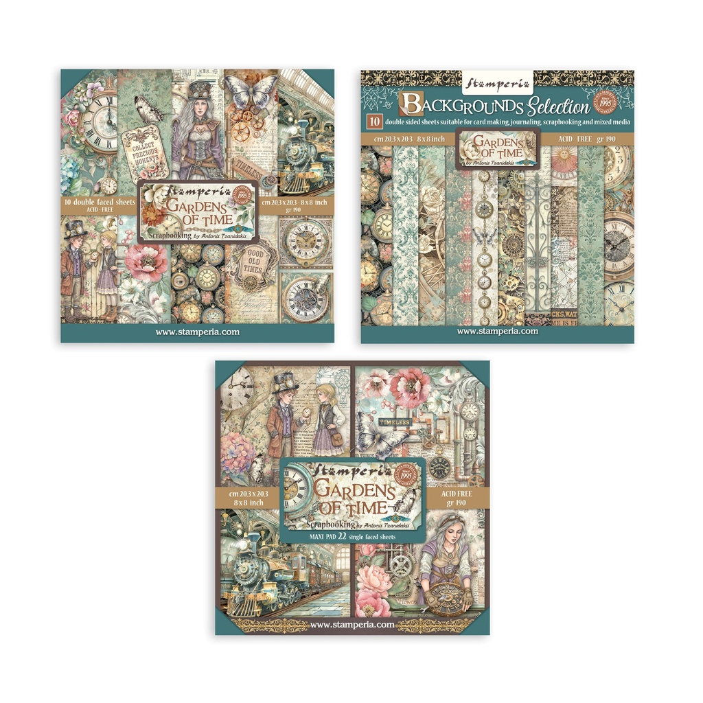 Stamperia - Gardens of Time 8"x8" Paper Pad Selection