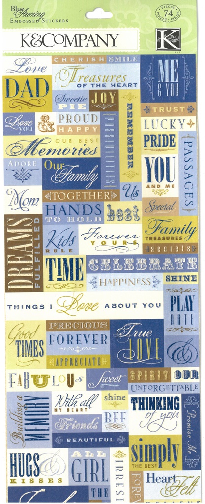 BA Words &amp; Phrases Embossed Stickers