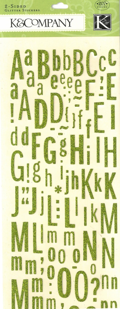 Glitter Alphabet Stickers Green