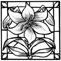 Lily Stained Glass - Traditional Wood Mounted Stamp