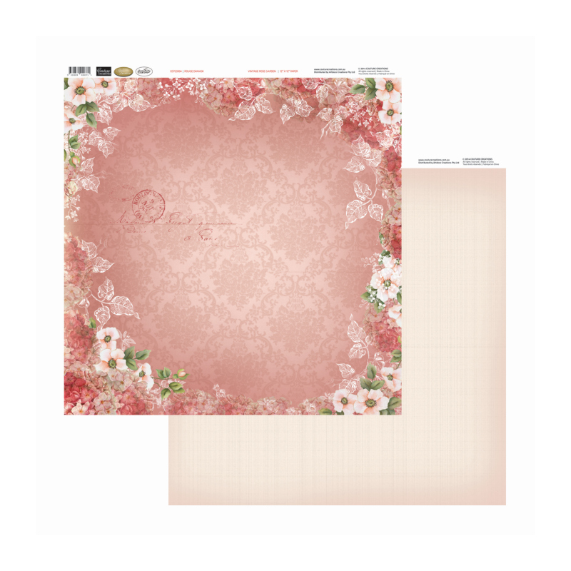 Con Rouge Damask Sold in Packs of 10 Sheets
