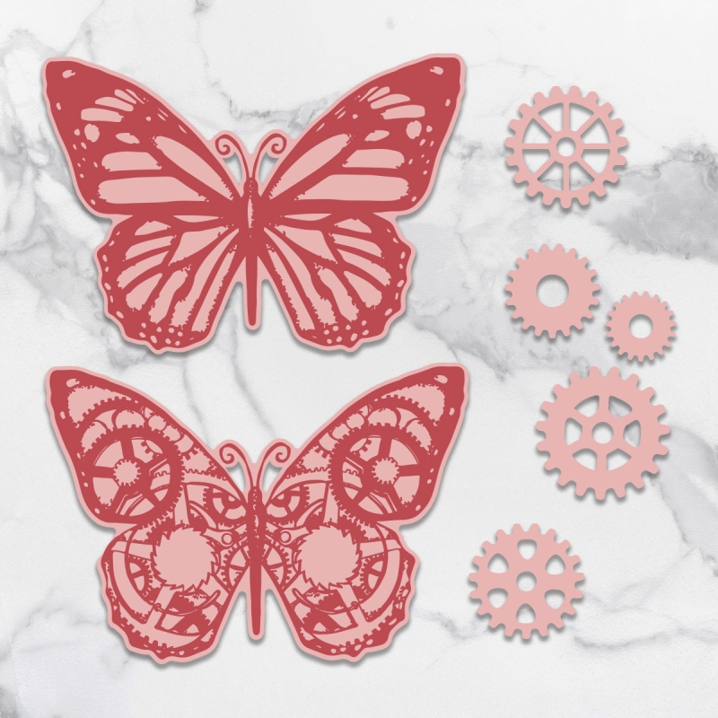 Butterflies and Gears (8pc) Stamp And Die Set