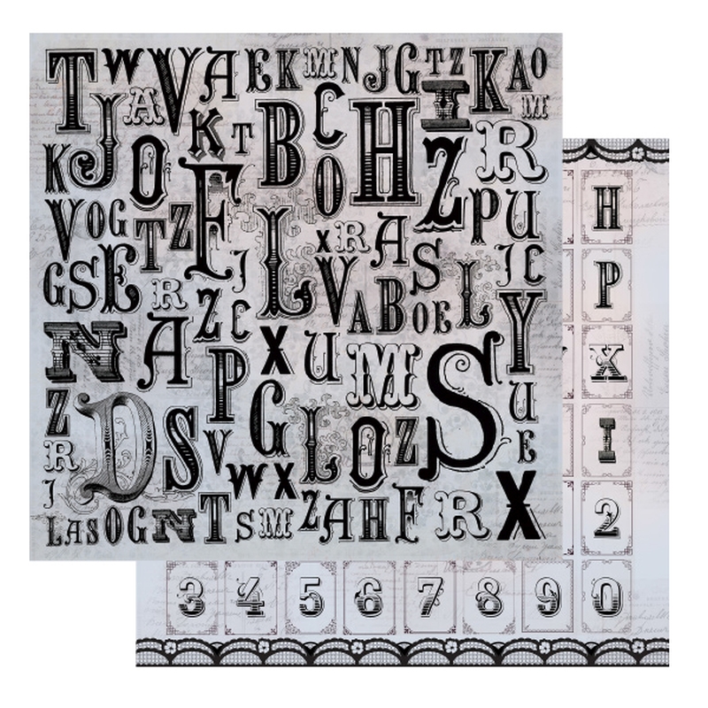Ultimate Crafts 12 x 12" Typography Paper (sold in packs of 10 Sheets)