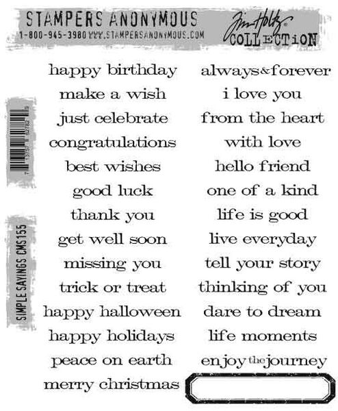 Tim Holtz - Stampers Anonymous - Cling Stamp - Simple Sayings