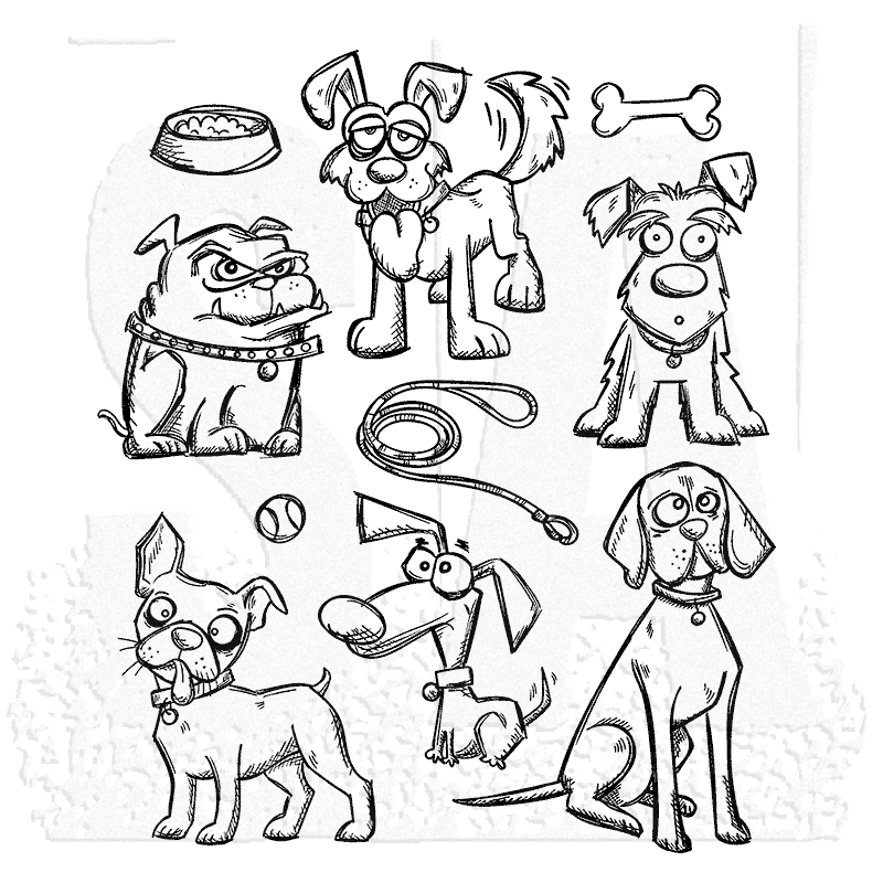 Tim Holtz - Stampers Anonymous Cling Stamps - Crazy Dogs
