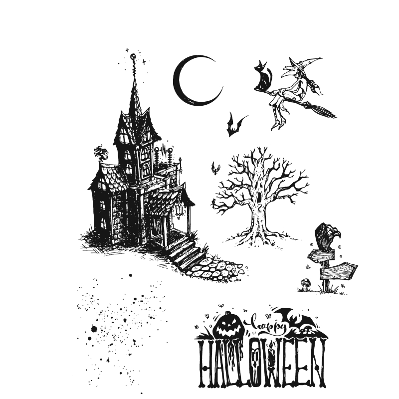 Haunted House Cling Stamp