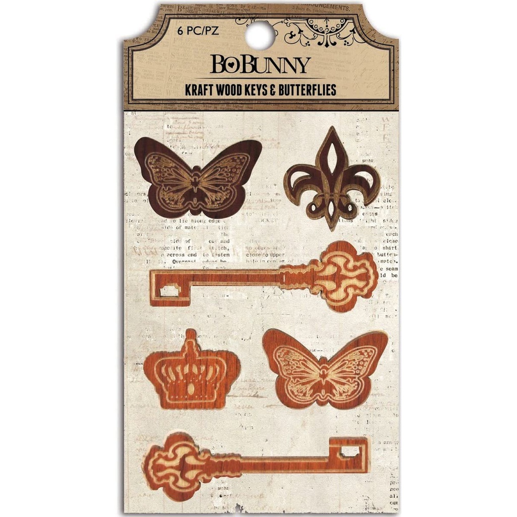 Kraft Wood Keys & Butterflies Sold in Singles