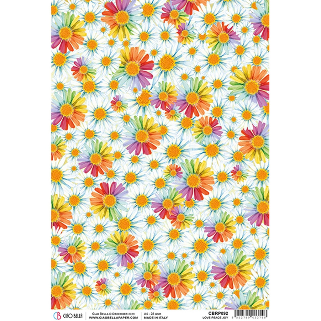 Ciao Bella Paper - Love Peace Joy A4 rice paper (SINGLE Sheet)
