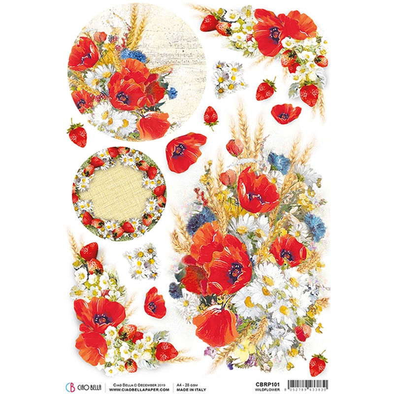 Wildflower  - Ciao Bella Piuma Rice Paper A4 - 5 pack