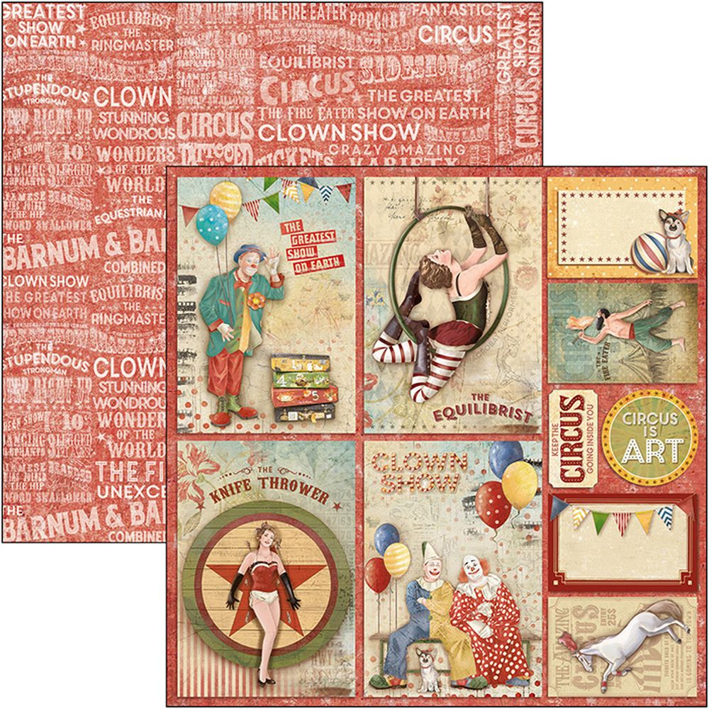 12"x12" Sheets x12 Circus Cards