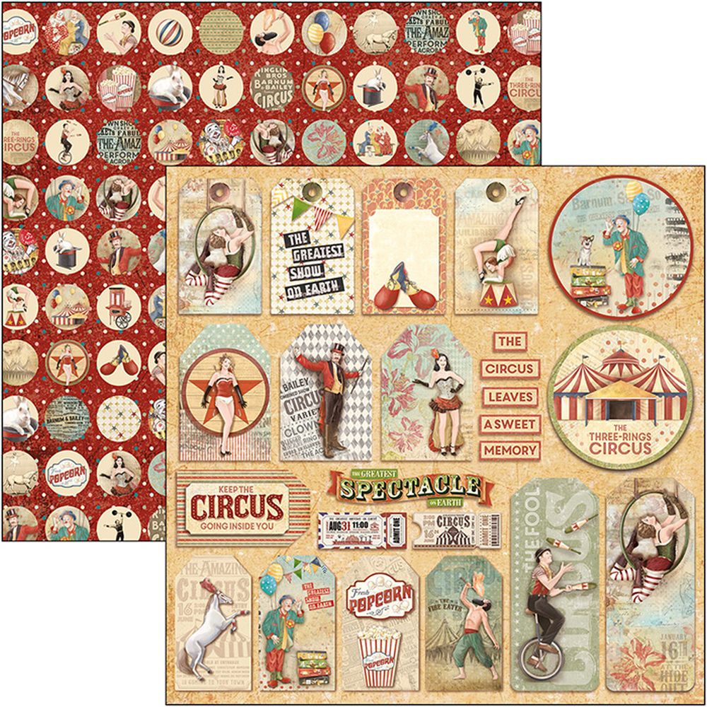 12"x12" Sheets x12 Circus Tags