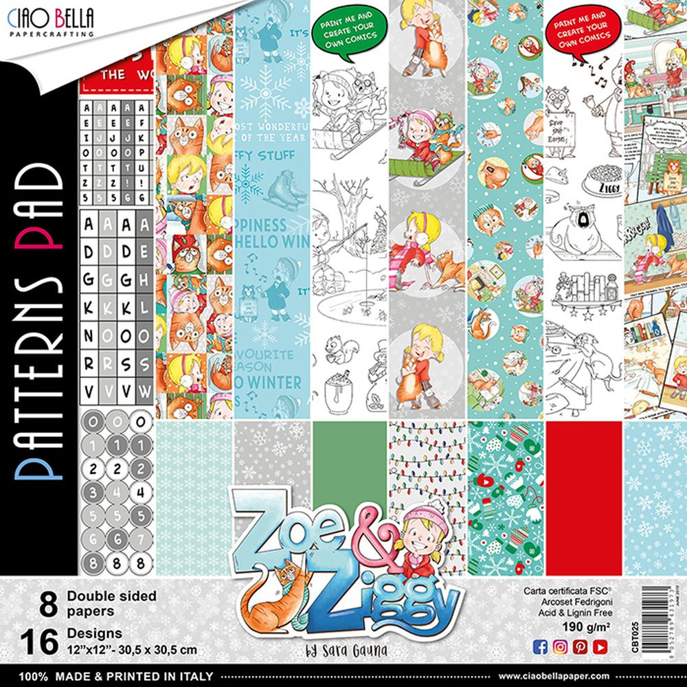 12"x12" Patterns Pad Zoe & Ziggy