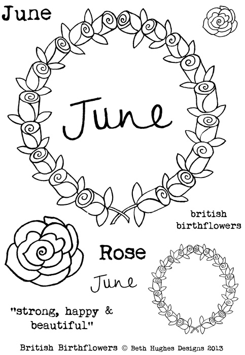 Beth Hughes - June Birth flowers stamp set