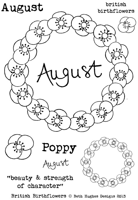 Beth Hughes - August Birth flowers stamp set