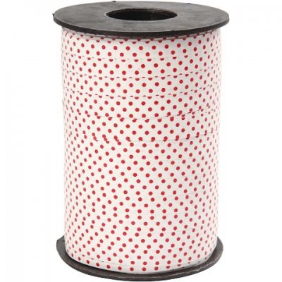 #BCS~Curling Ribbon - White With Red Dots