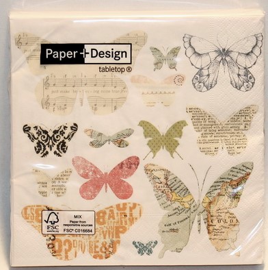 #BCS~Napkins - Printed Butterfliessize 33x33 cm, 20 pcs