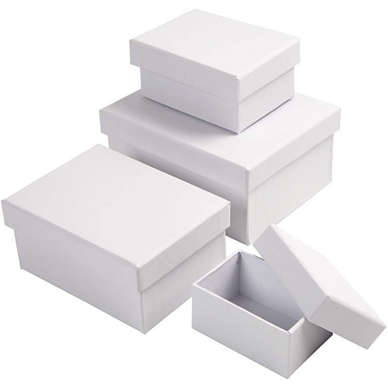 Rectangular Boxes 4 pcs, white