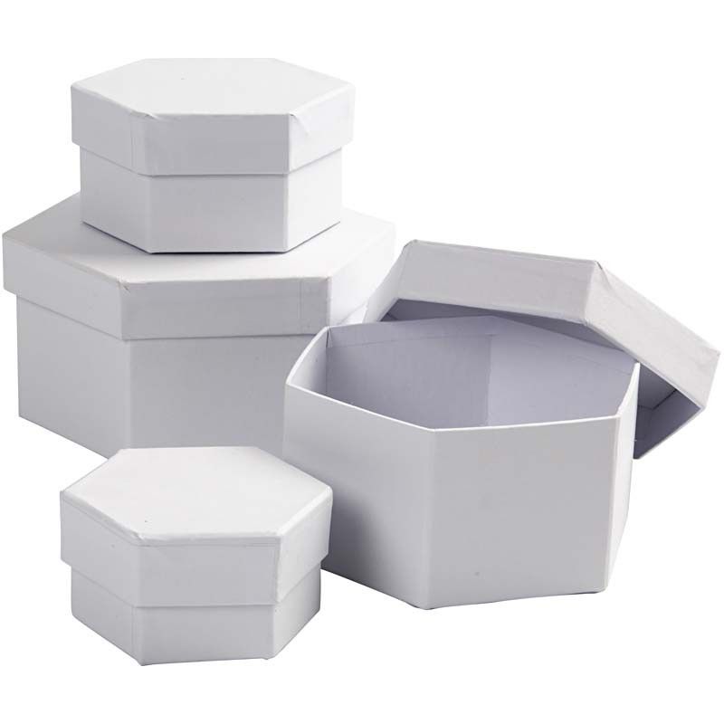 Hexagonal Boxes 4pcs white