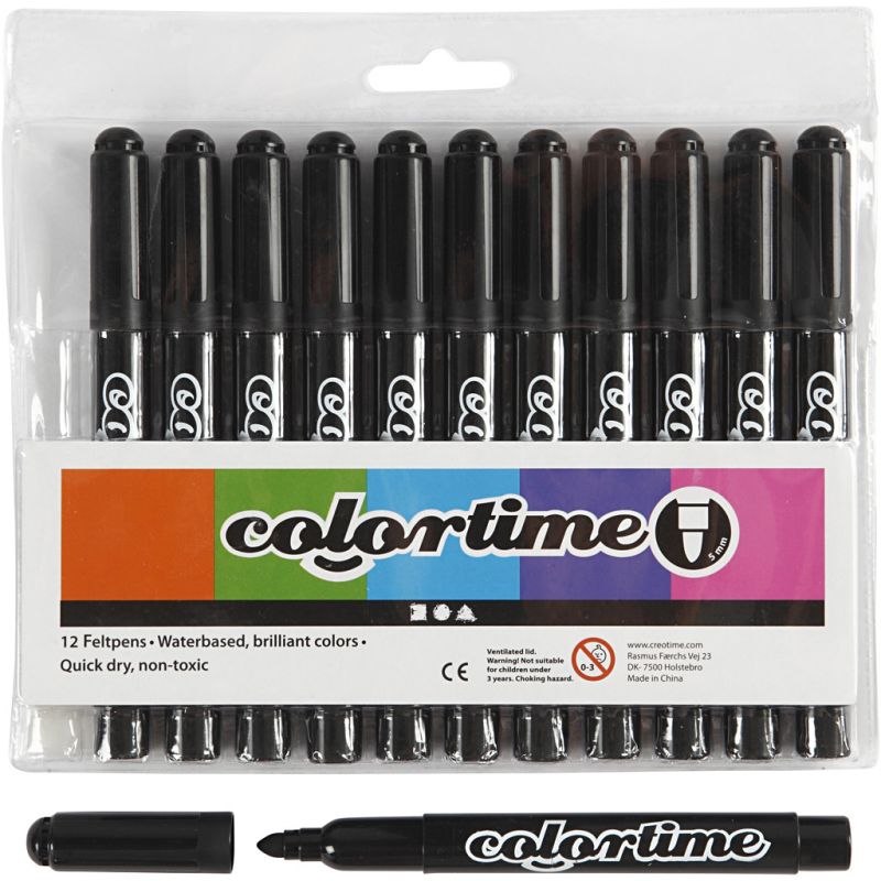 Colortime Marker width 5mm 12pcs black