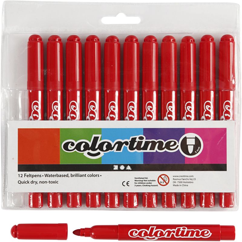Colortime Marke width 5mm 12pcs red