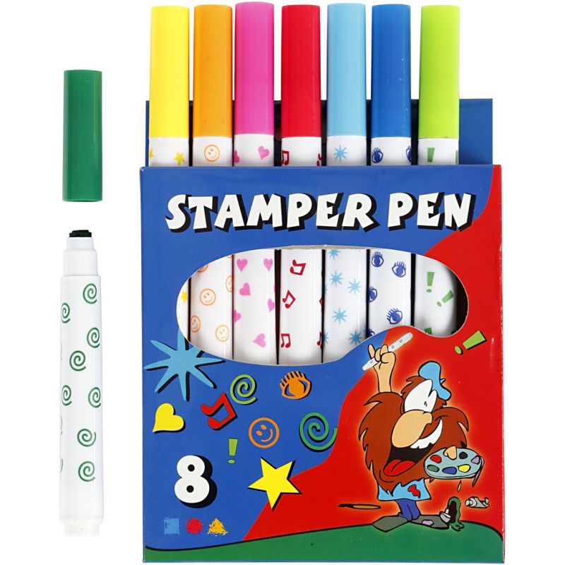 Stamp Markers 8pcs assorted colours