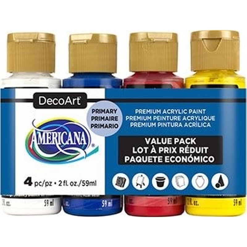 4 Colour Americana Acrylics Primary Value Pack