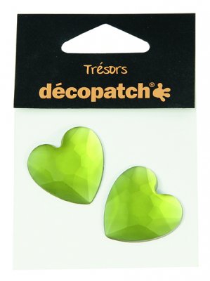 Pack of 2 hearts, 3cm – Green