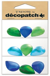 Teardrop shapes, green / blue