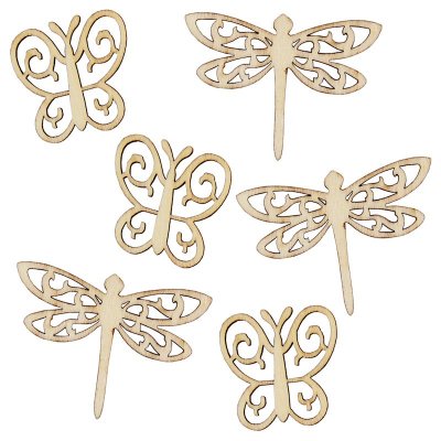Wooden butterfly, dragonfly PK