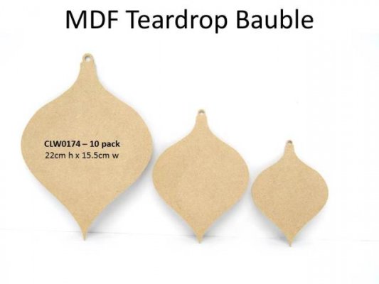 Teardrop Flat Ornament 22cm 10pk