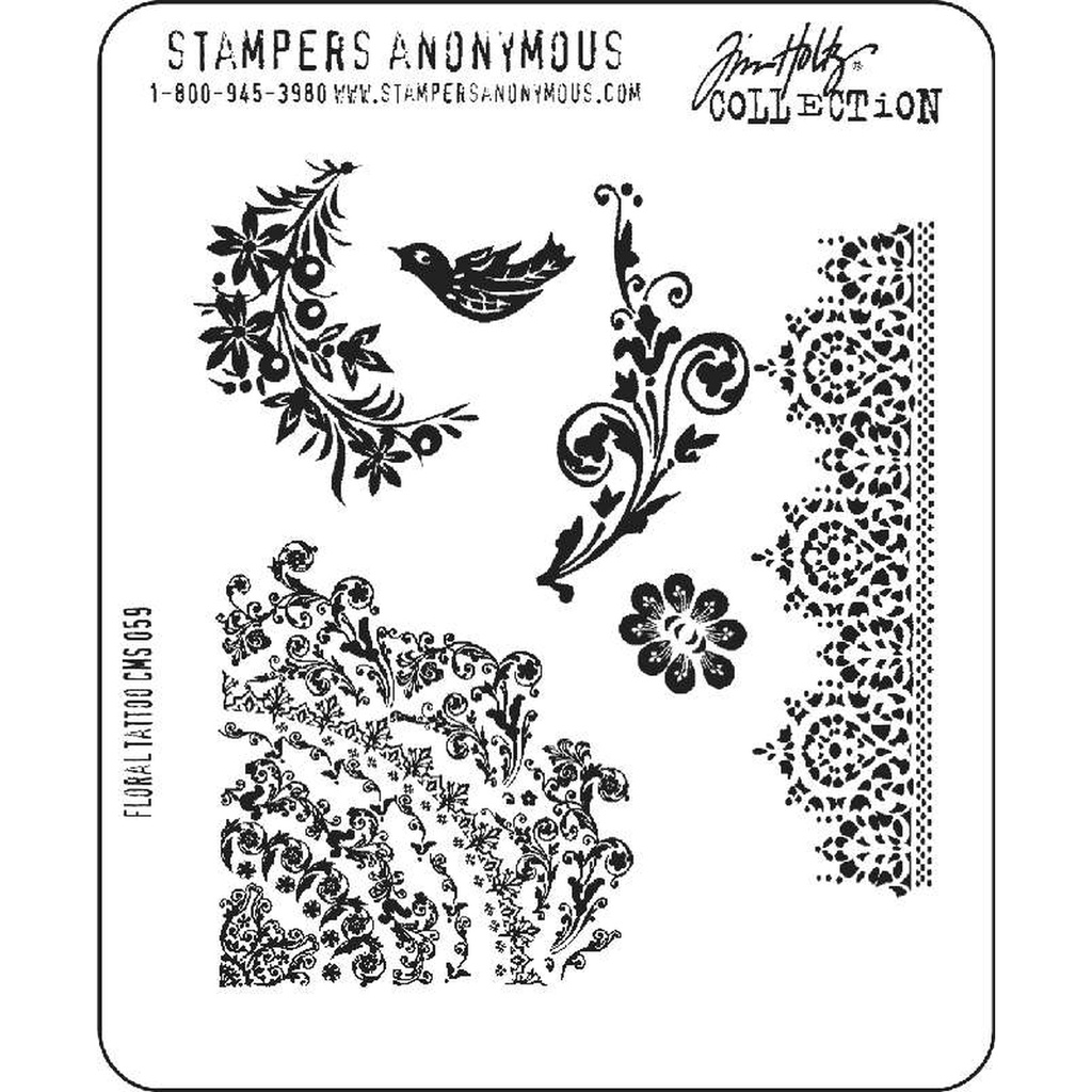 FLORAL TATTOO Cling Die Set