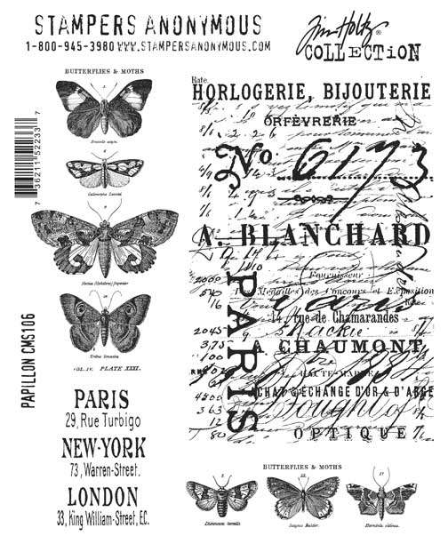 Tim Holtz - Stampers Anonymous Cling Stamps - Papillon