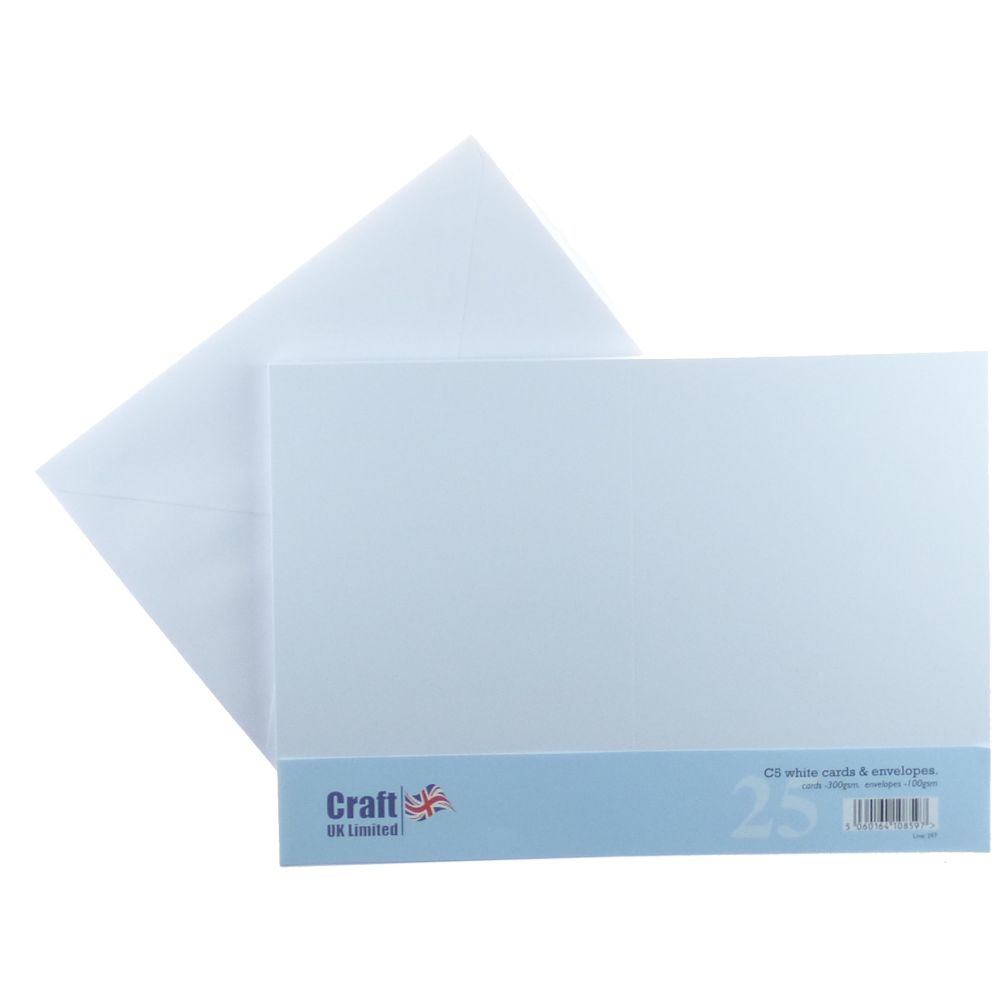 C5 White Cards Envelopes-25'S