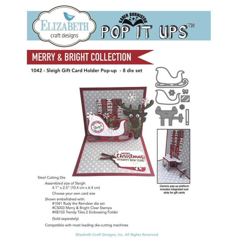 Elizabeth Craft Designs - Sleigh Gift Card Holder Die Set - POP IT UPS
