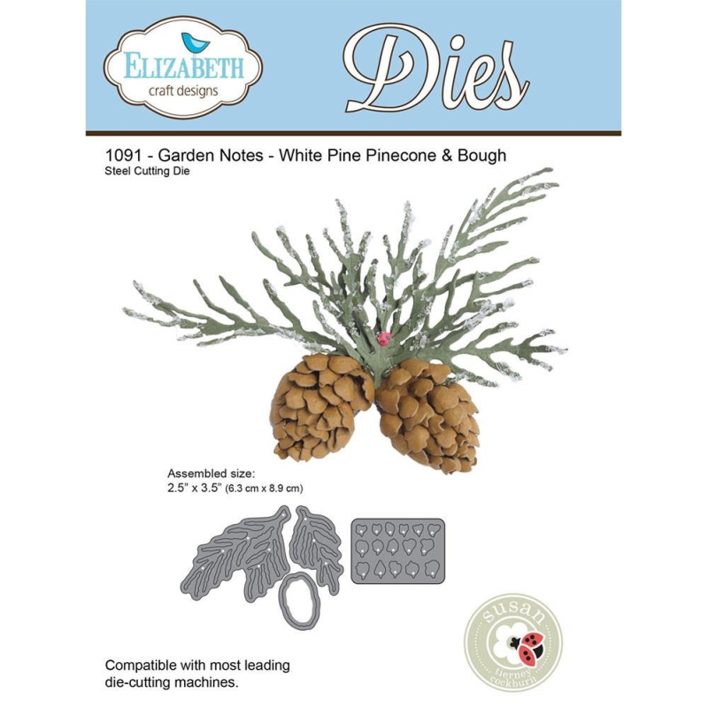 Elizabeth Craft Designs - Garden Notes White Pinecone & Bough Die Set