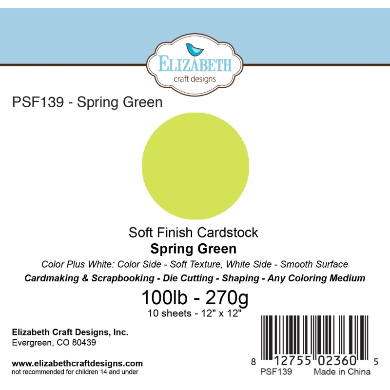 Elizabeth Craft Designs - 12"x12" Spring Green Soft Finish Cardstock