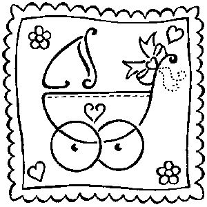Baby's Pram - Traditional Wood Mounted Stamp