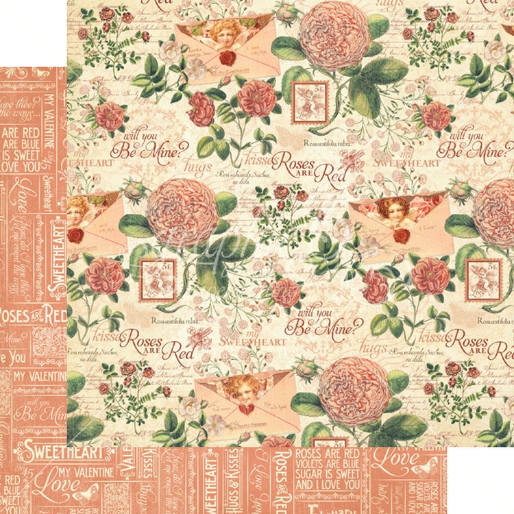 Graphic 45 - Time to Flourish - February Flourish 12"x12" Paper (x10 sheets)