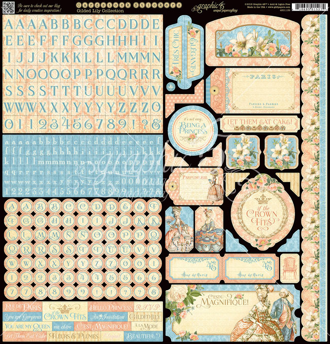 Graphic 45 - Gilded Lily 12"x12" Sticker Sheet